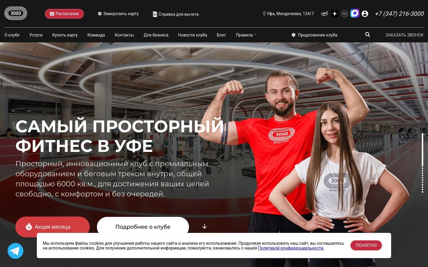 Снимок главной страницы fitness3000.ru