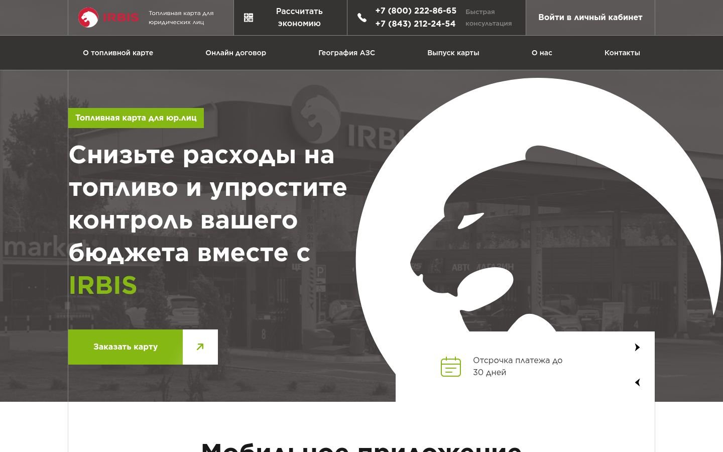 Снимок irbiscard.ru